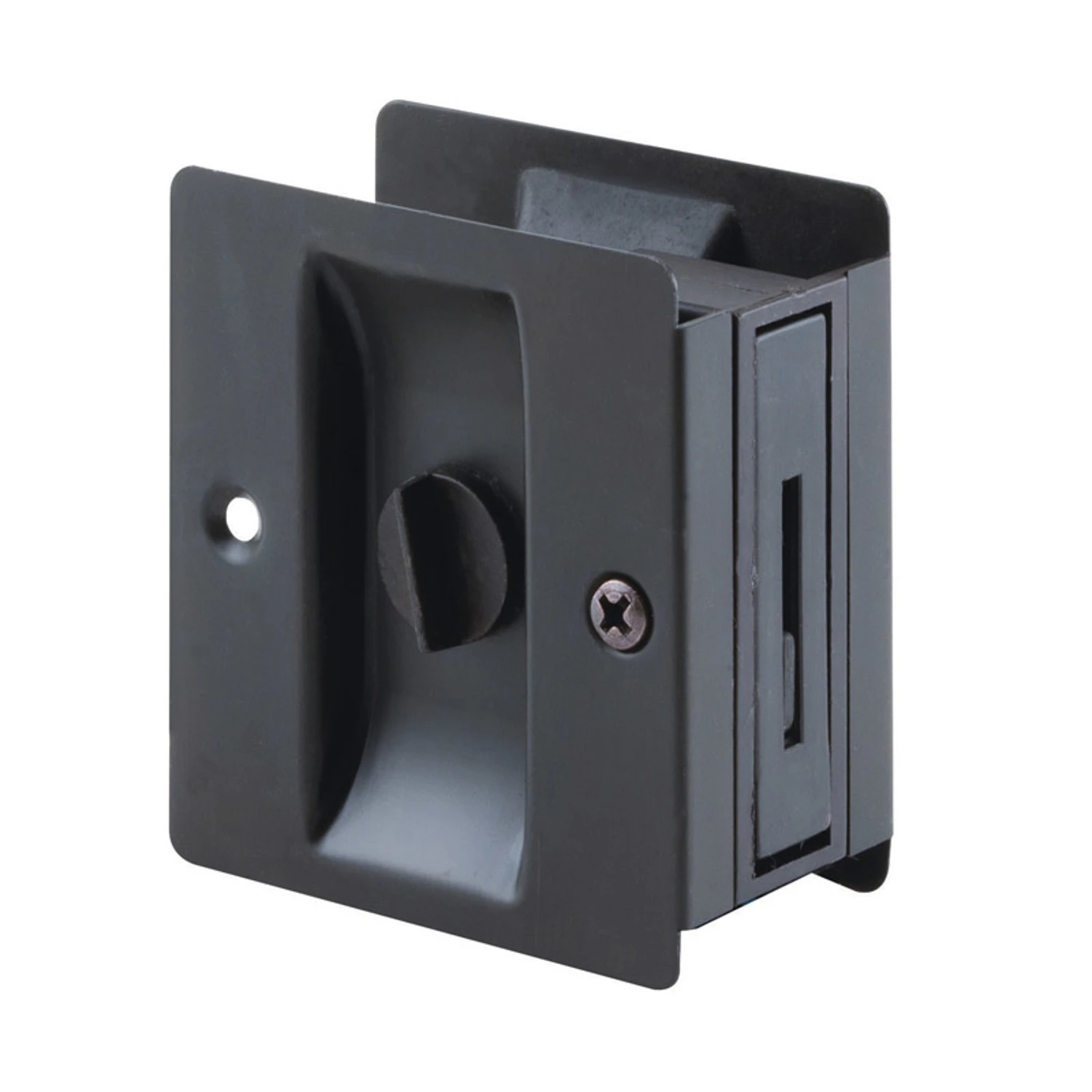 Pocket Door Privacy Lock and Pull, Bronze Plated Brass, 2-3/4 In. Tall
