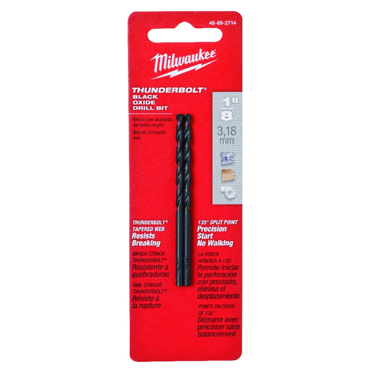 Thunderbolt Black Oxide Drill Bit, 1/8 In., 2-Pk.