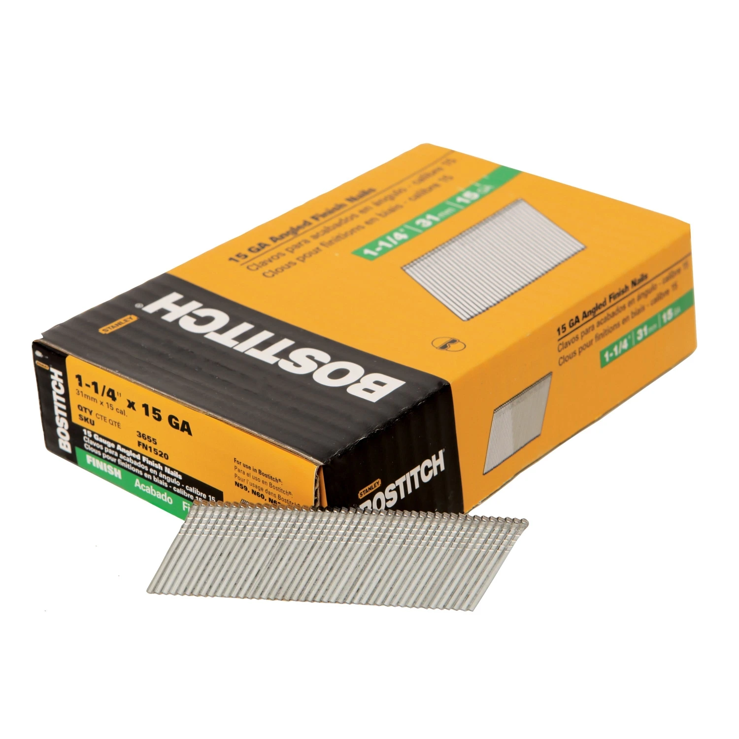 Steel Collated Finish Nails, 1-1/4 In., 15 Gauge, 3,600-Ct.