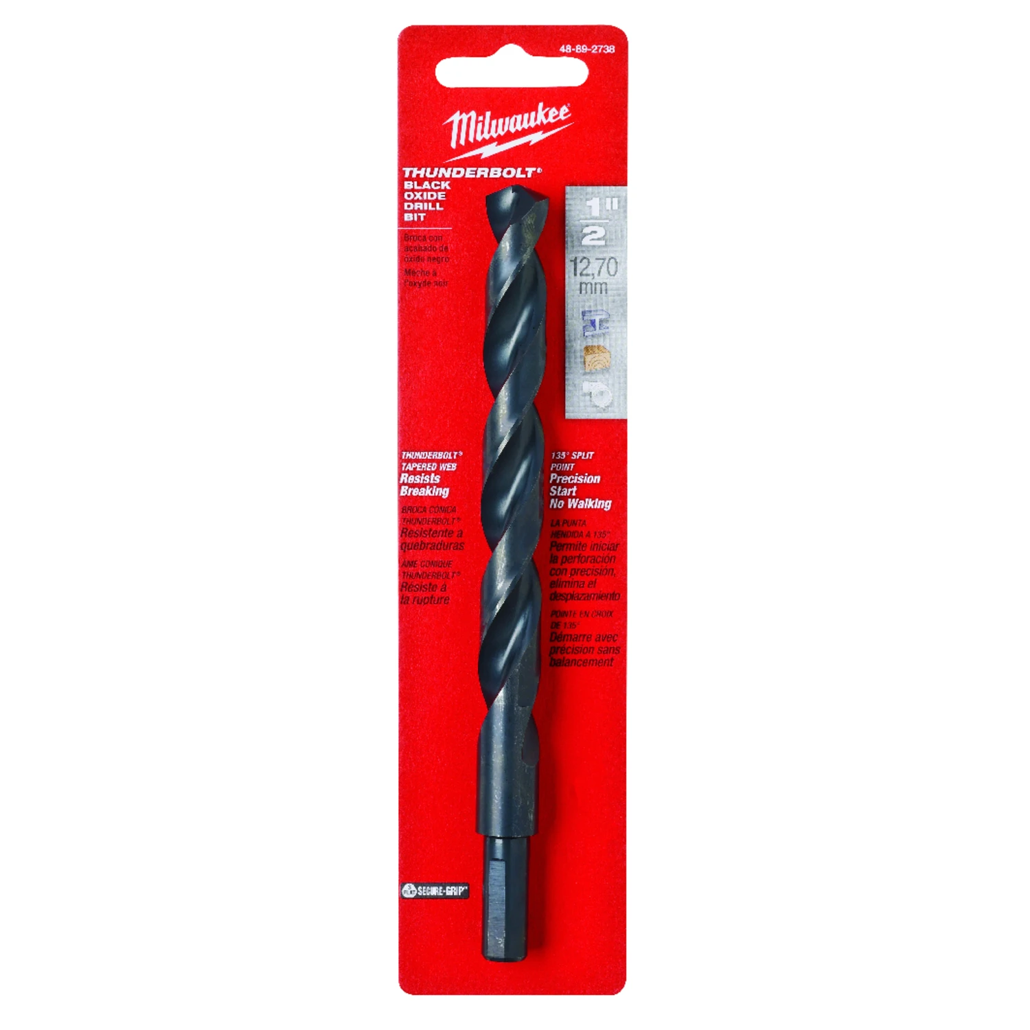 Thunderbolt Black Oxide Drill Bit, 1/2 In.