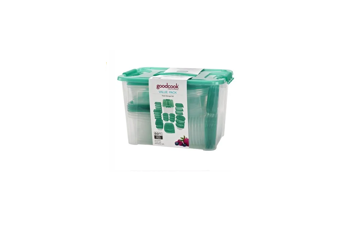 50-Pc. Food Storage Container Set, Teal Plastic