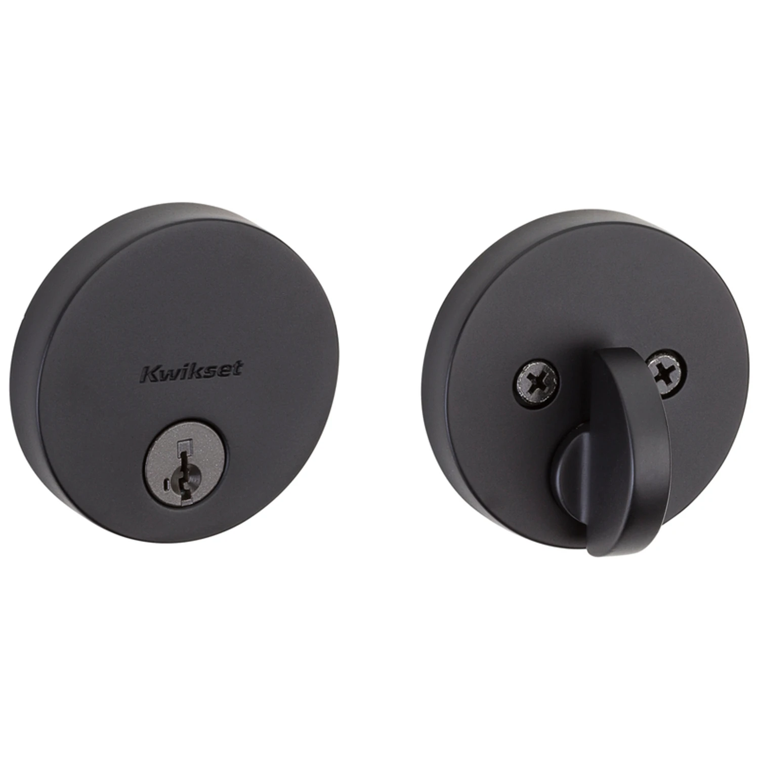 Uptown Round Single-Cylinder Deadbolt Lock, SmartKey Security, Iron Black