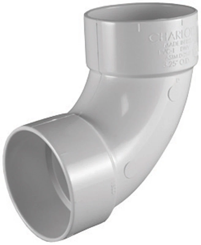 Schedule 30 DWV Sanitary 90-Degree Elbow, 3 In., Hub x Hub