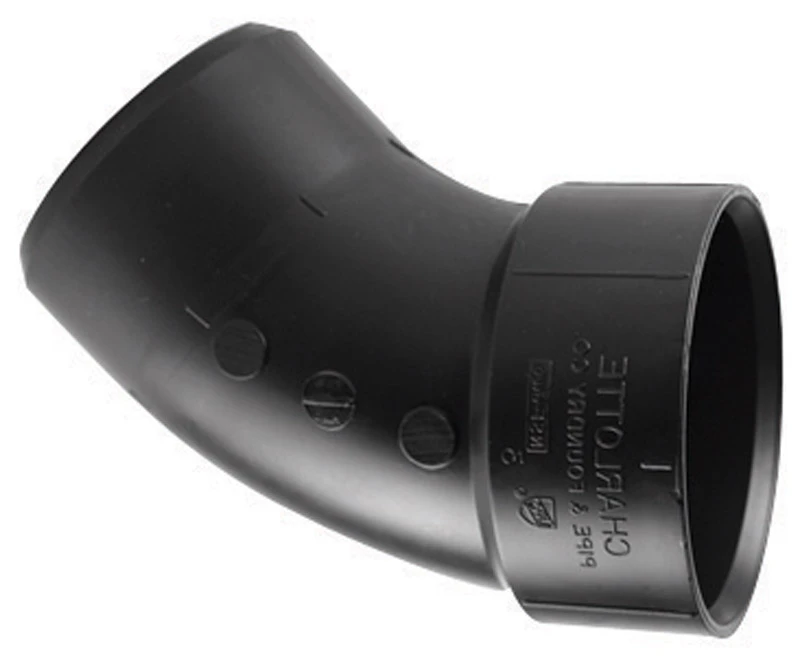 ABS/DWV 45-Degree Street Ell, Spigot x Hub, 4 In.