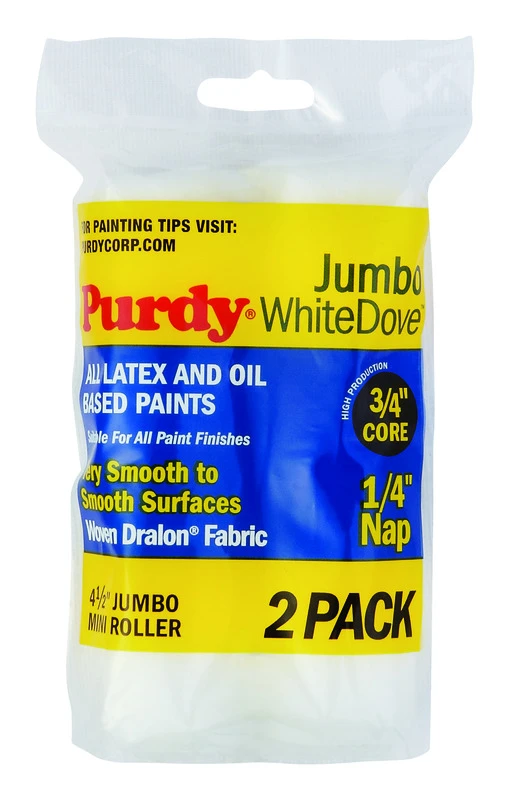 White Dove Jumbo Mini Paint Roller Cover, 4-1/2 x 1/4 In. Nap, 2-Pk.