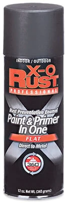 X-O Rust Anti-Rust Enamel Spray Paint & Primer, Black Gloss, 12 oz.