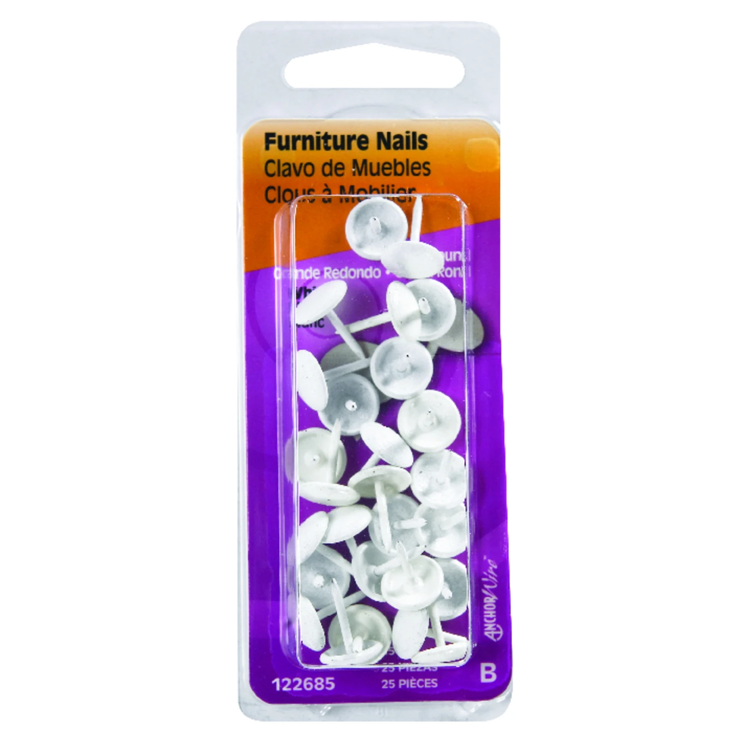 Upholstery Nails, White, 25-Pk.