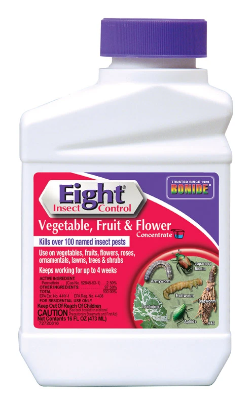 Eight Insect Control Vegetable, Fruit & Flower Insecticide, Long Lasting, Kills Beetles and More, 16 oz. Concentrate