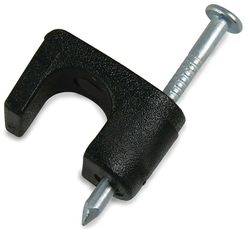 Coaxial Cable Staples, Black, 1/4-In., 50-Pk.