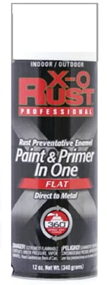 X-O Rust Anti-Rust Enamel Spray Paint & Primer, White Flat, 12 oz.