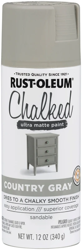Chalked Spray Paint, Ultra Matte, Country Gray, 12-oz.
