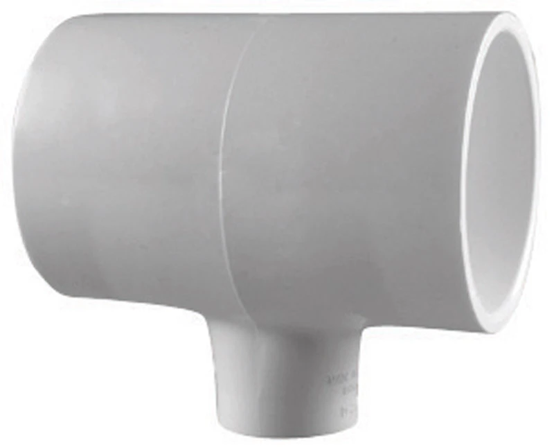 Schedule 40 PVC Reducing Tee, White, 2 x 2 x 3/4 In.