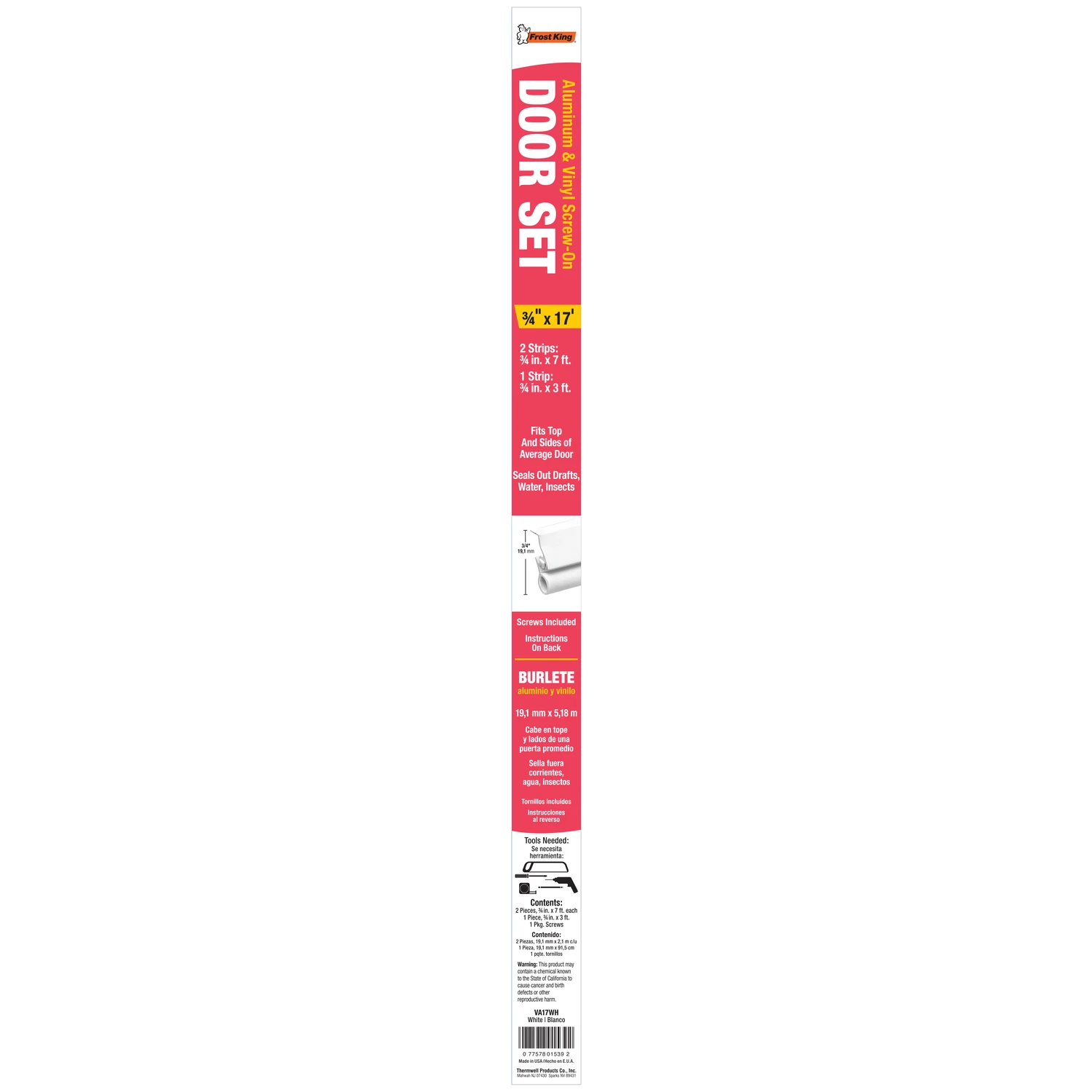 Aluminum & Vinyl Door Seal Set, 17 Ft.