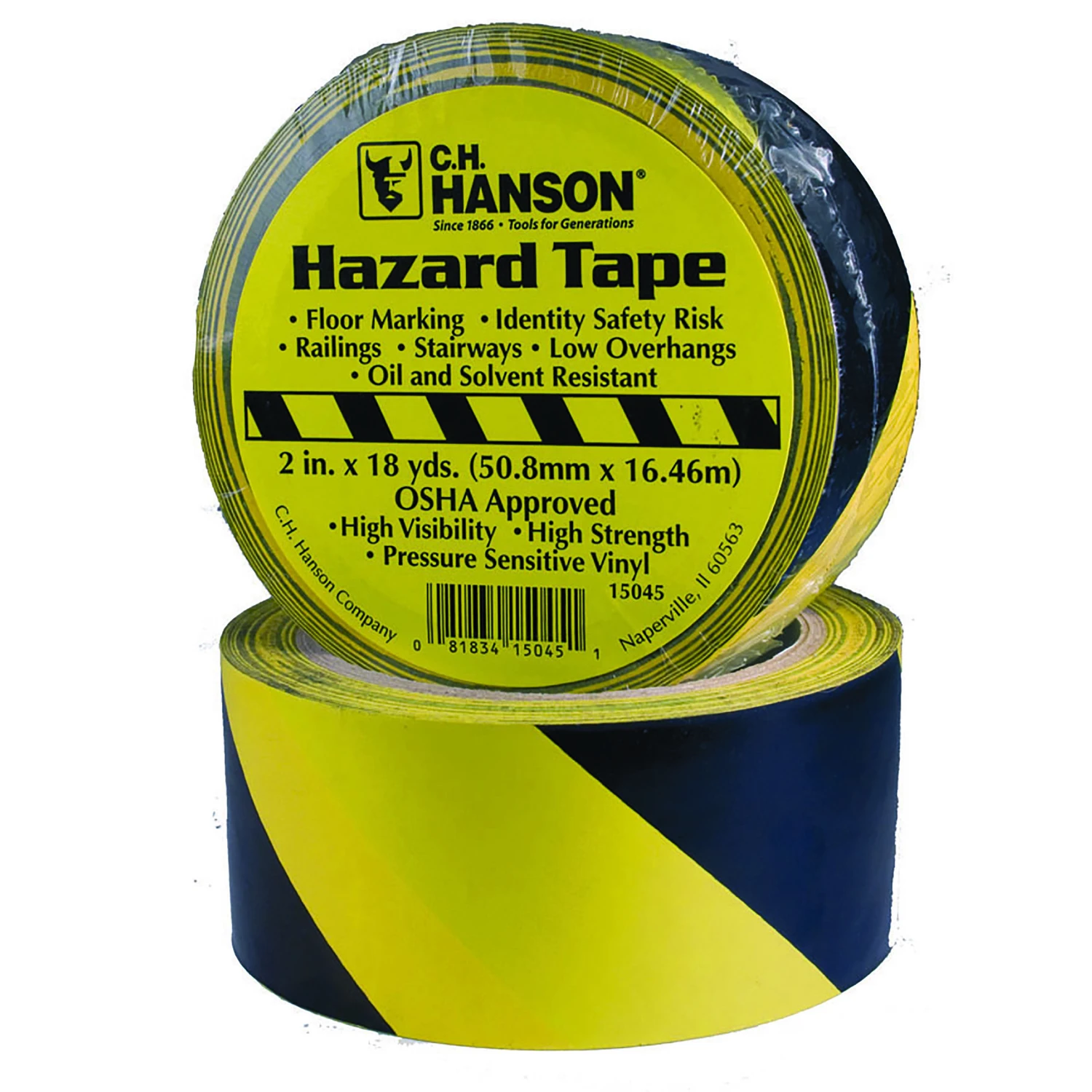 Floor Tape, Adhesive Back, Yellow/Black, 2 In. x 54 Ft.