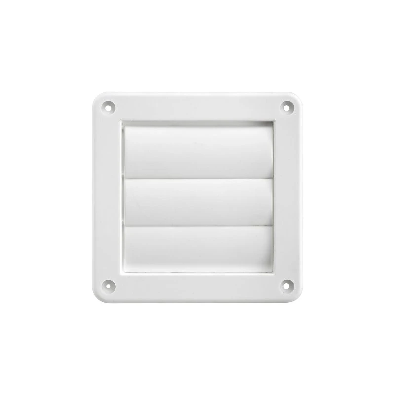 4 In. Exhaust Wall Louvered Vent, White Plastic