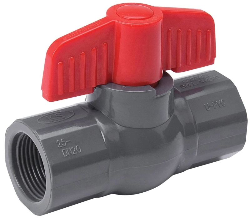 Threaded Ball Valve, Gray PVC, 2 In.