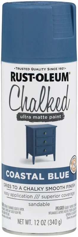 Chalked 1-Coat Spray Paint, Ultra Matte Coastal Blue, 12-oz.