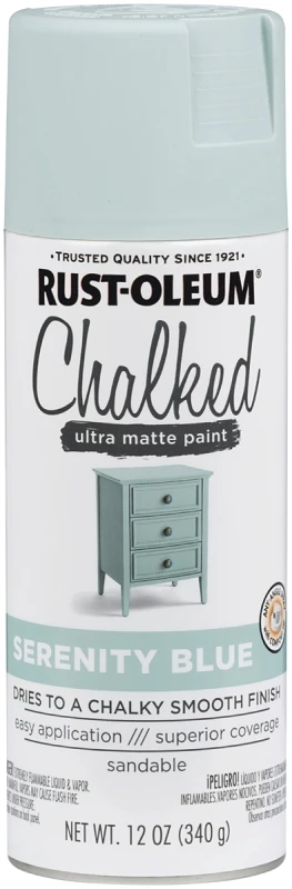 Chalked 1-Coat Spray Paint, Ultra Matte Serenity Blue, 12-oz.