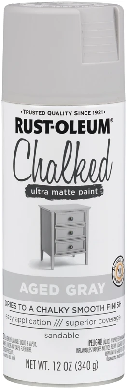 Chalked Spray Paint, Ultra Matte, Aged Gray, 12-oz.