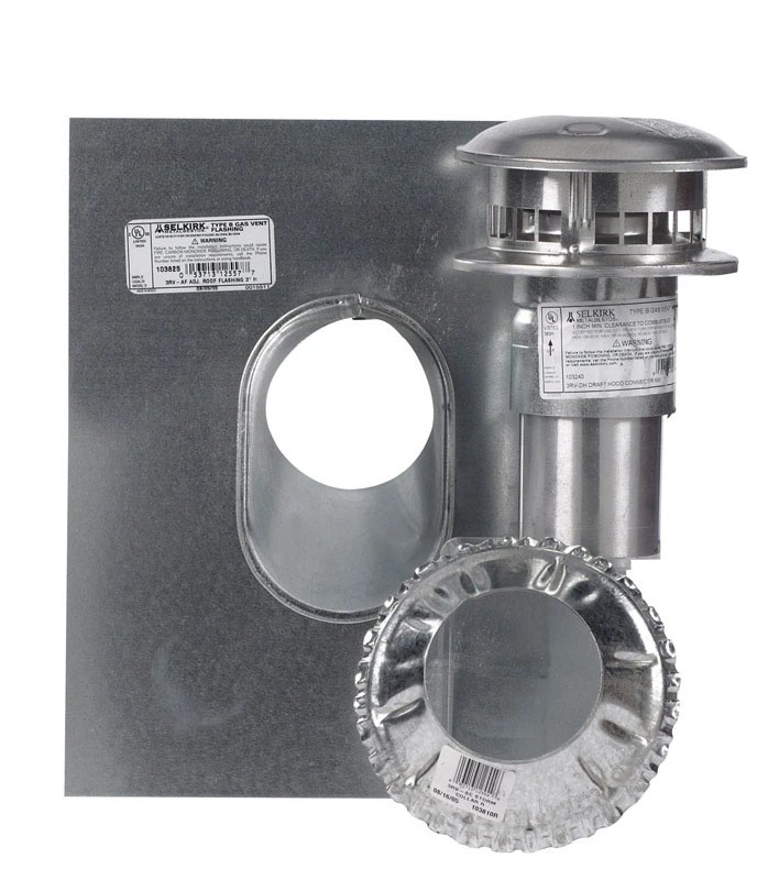 Gas Vent Termination Kit, Round, Type B, 3-In., 4-Pc.