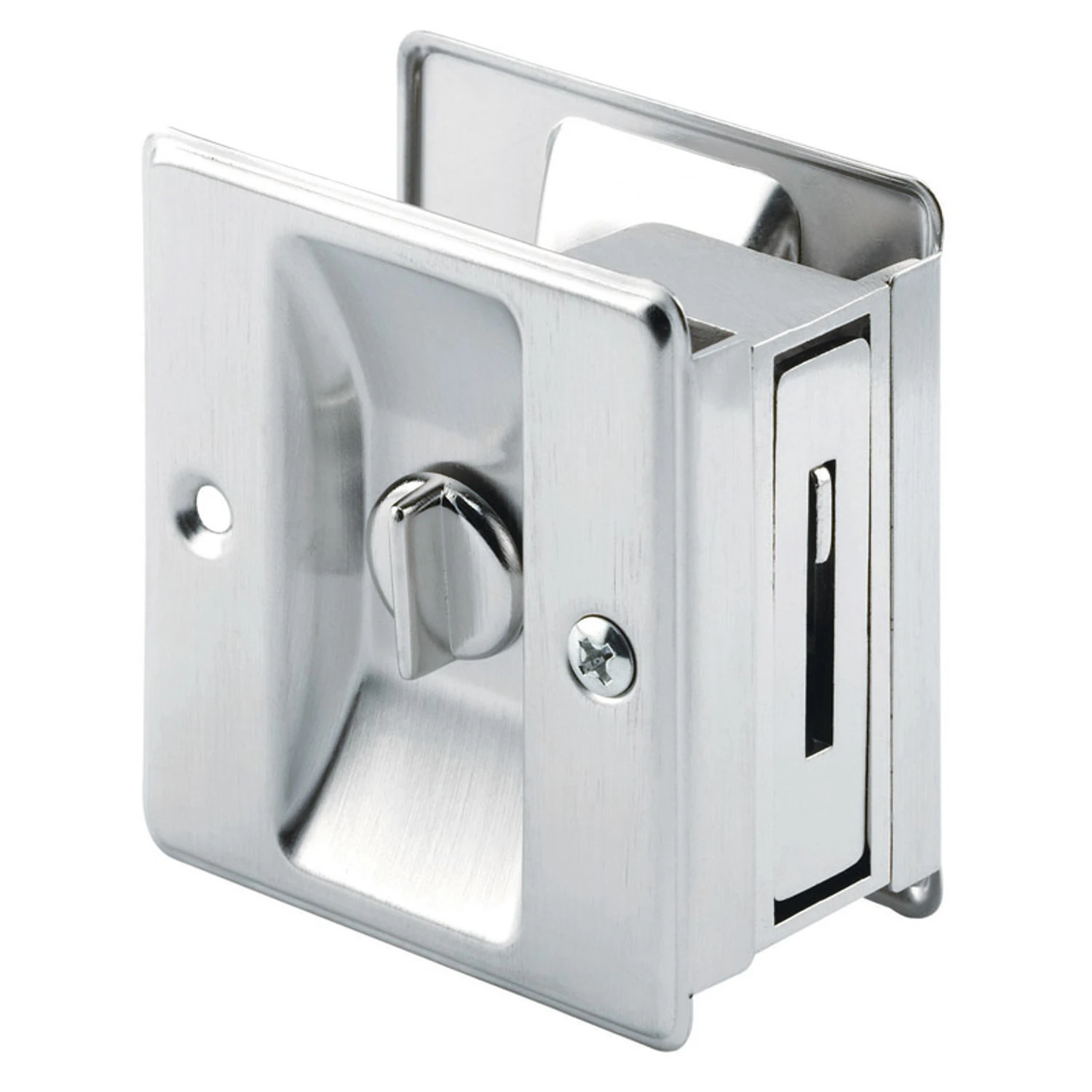 Pocket Door Privacy Lock Pull, Satin Nickel