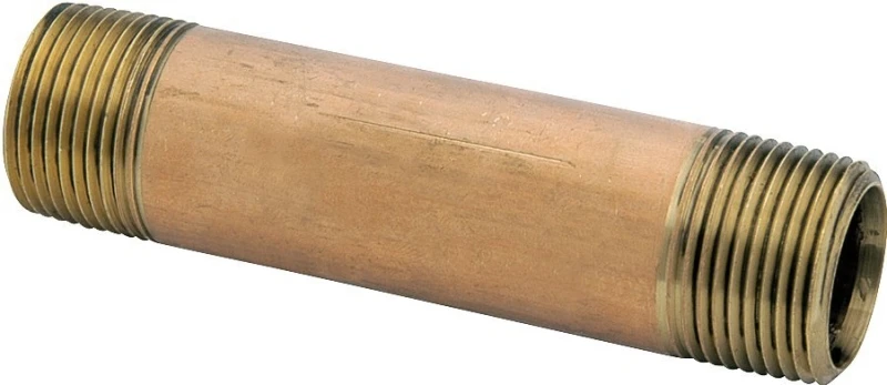 Red Brass Nipple, Lead Free, 1/2 x 4-1/2 In.