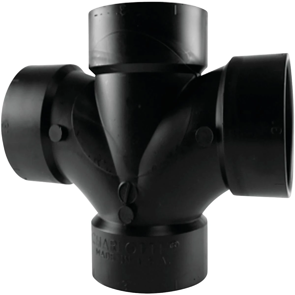 ABS/DWV Double Sanitary Tee, Hub x Hub x Hub, 2 In.