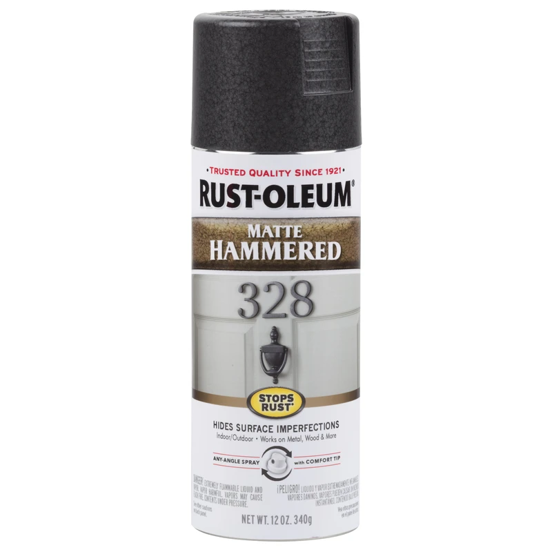 Stops Rust Hammered Spray Paint, Matte Black, 12-oz.