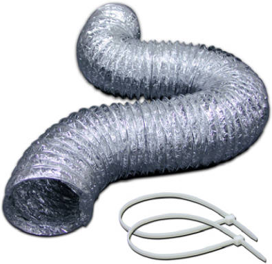 Clothes Dryer Transition Foil Flex Duct & Clamps, UL 2158A, 4 In. x 8 Ft.