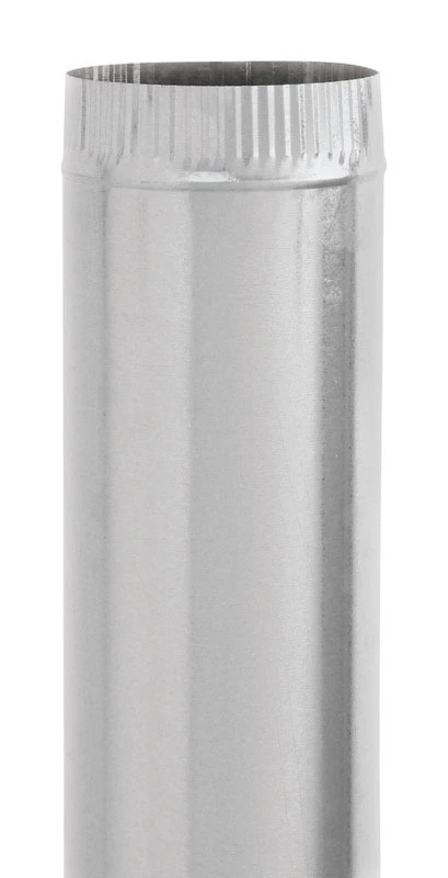 Furnace Pipe, 24 Gauge Galvanized, 4 x 24 In.