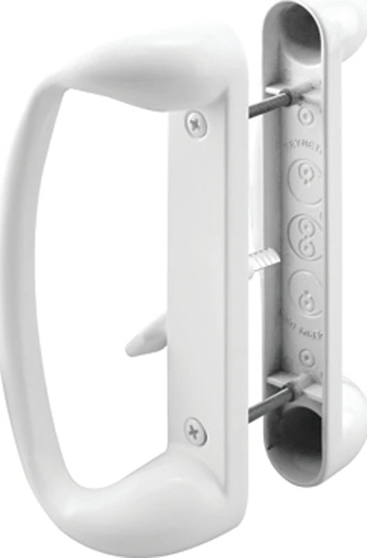Sliding Glass Door Handle Set, Diecast, White, Mortise, 3-15/16 In.