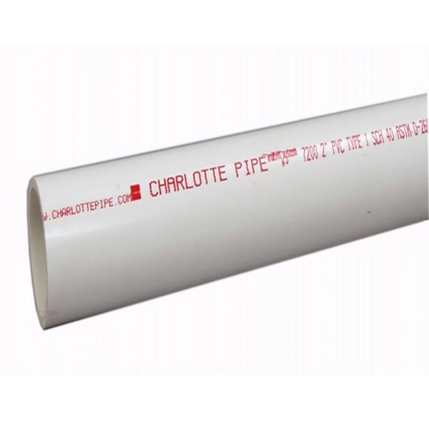 Schedule 40 DWV PVC Pipe, Plain End, 2 In. x 10 Ft.