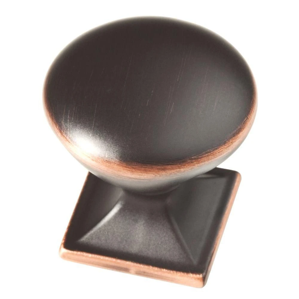 Cabinet Knob, Square Base, Bronze & Copper, 1-1/4-In. Round