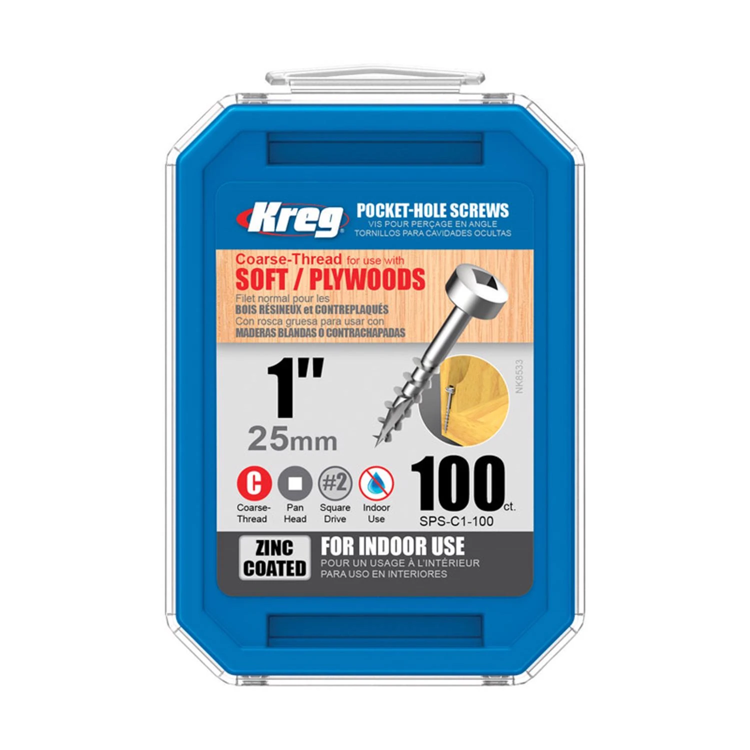 Pocket-Hole Screws, Coarse, 1-In., 100-Pk.