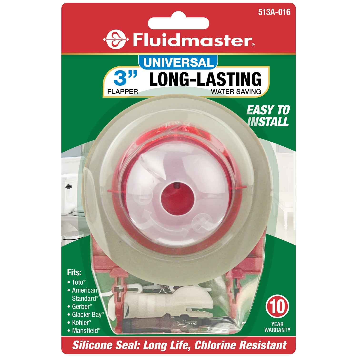 Universal Adjustable Toilet Flapper with Adapters, 3-In.
