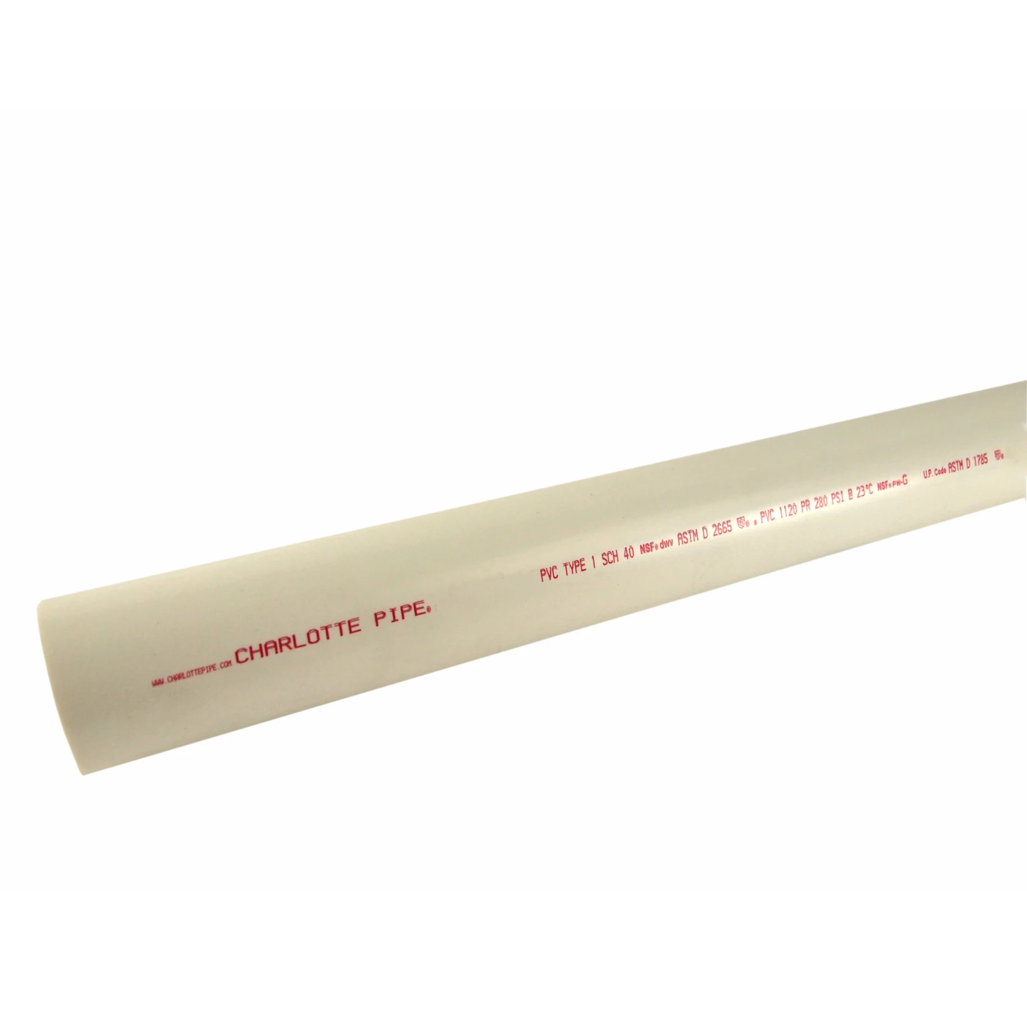 Schedule 40 DWV PVC Pipe, Plain End, 1.5 In. x 10 Ft.
