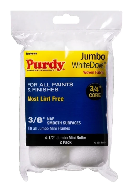White Dove Jumbo Mini Paint Roller Cover, 4-1/2 x 3/8 In. Nap, 2-Pk.