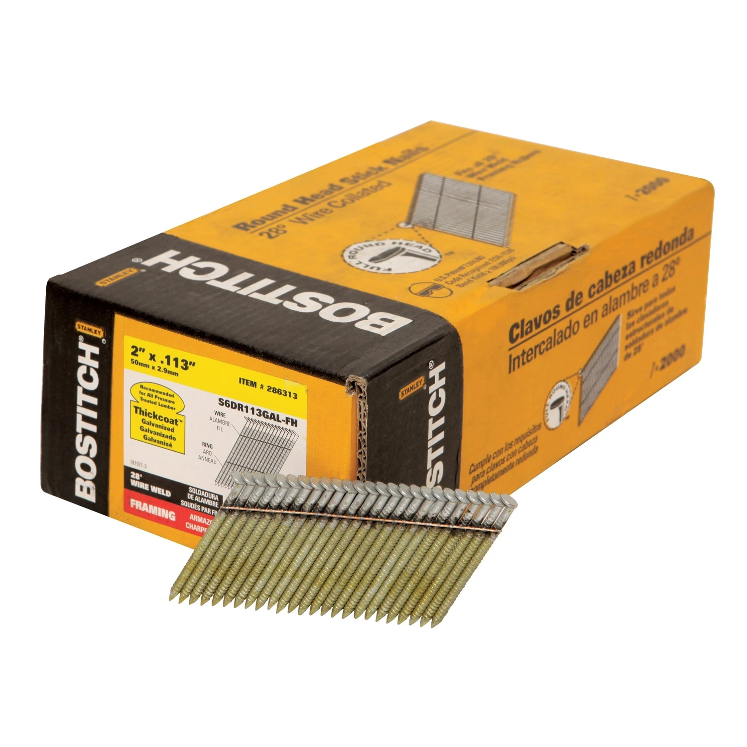 Power Ring Shank Collated Nails, Galvanized, 2 x .113 In., 2,000-Ct.