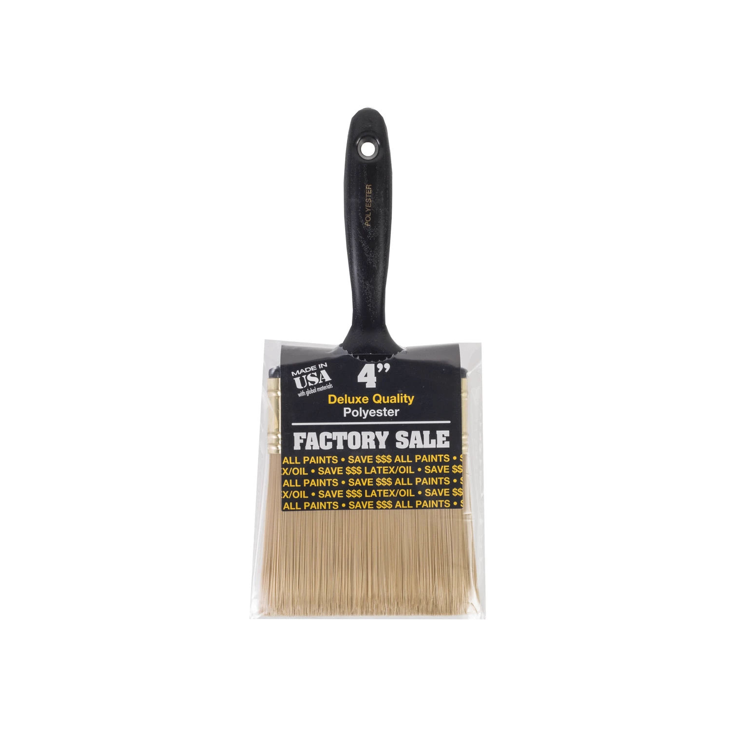 Factory Sale Paint Brush, Polyester & Black Plastic, 4-In.