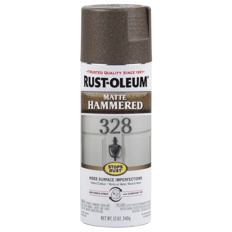 Stops Rust Matte Hammered Spray Paint, Brown, 12-oz.