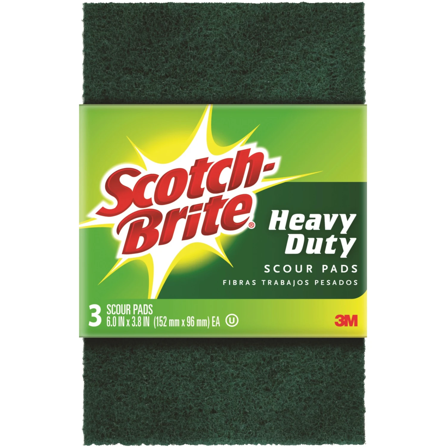 Heavy Duty Scour Pad, 6 x 3.8 In., 3-Pk.