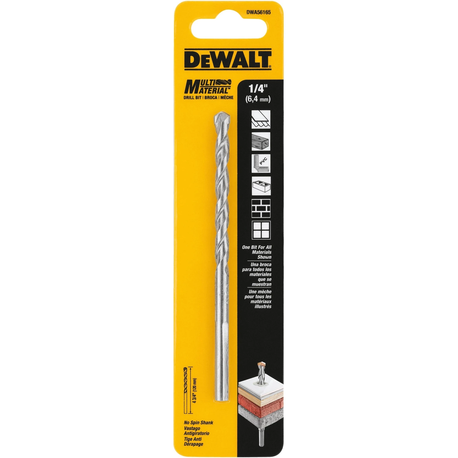 Multi-Material Drill Bit, 1/4 x 4.75 In.