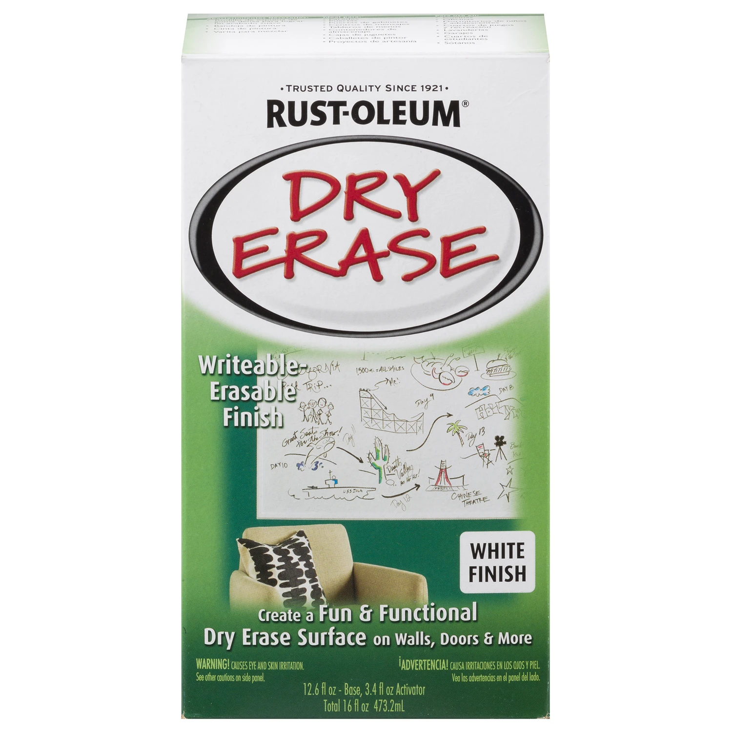 Specialty Dry Erase Brush On Paint, White, Qt.