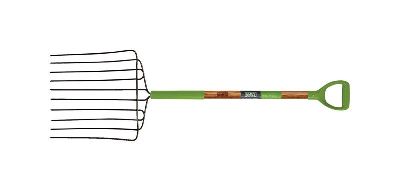 52 In. Ensilage Fork With 10 Tines And D-grip Hardwood Handle