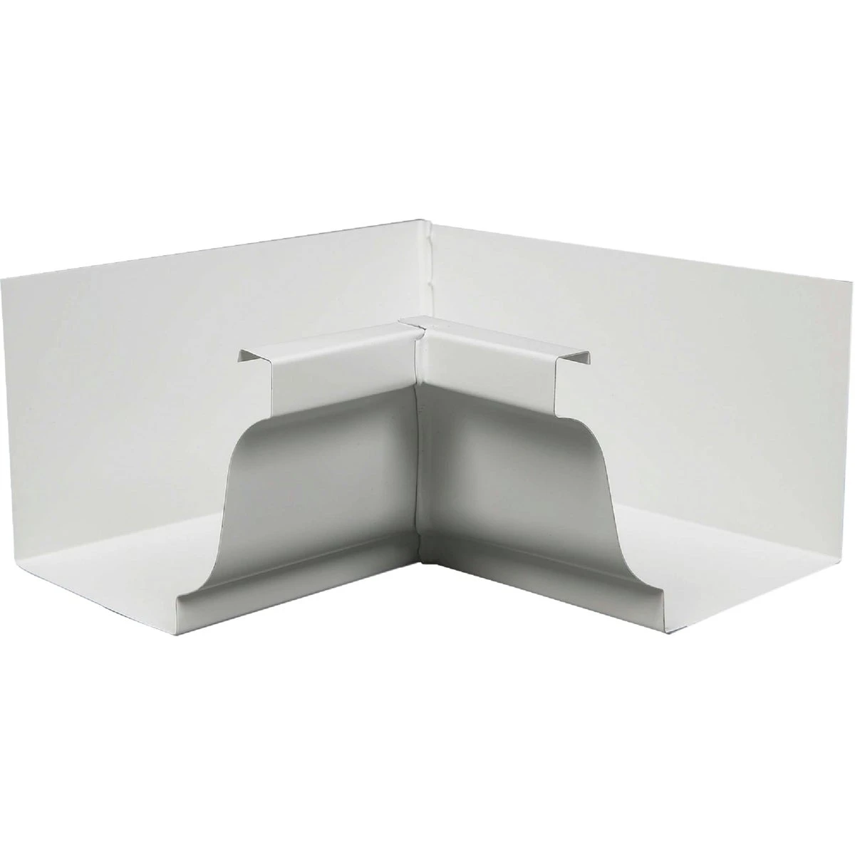 Gutter Inside Mitre, White Galvanized Steel, 5 In.