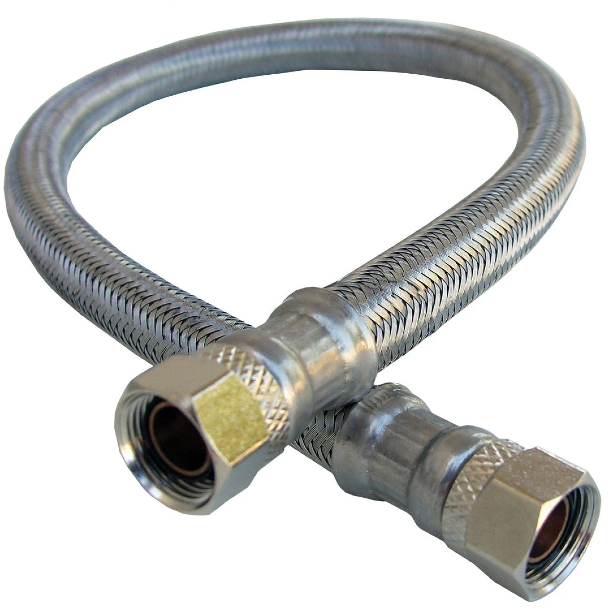 Faucet Connector, Stainless Steel, 3/8 Compression x 3/8 Compression x 16 In.