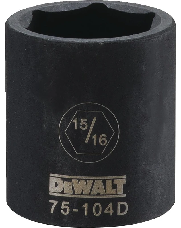 SAE Impact Socket, 6-Point, Black Oxide, 1/2 In. Drive, 15/16 In.