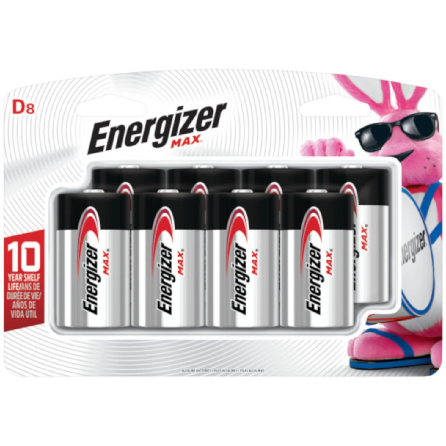 MAX D Cell Alkaline Batteries, 8 Pack