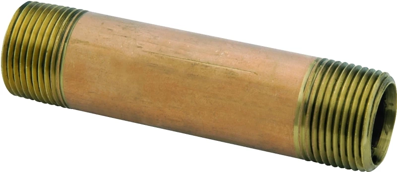 Red Brass Nipple, Lead Free, 3/4 x 2 In.