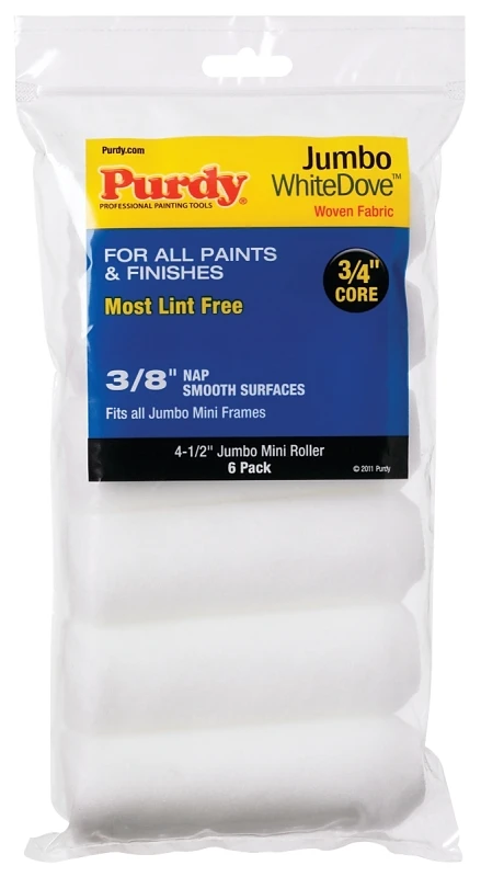 White Dove Jumbo Mini Paint Roller Cover, 4-1/2 x 3/8 In. Nap, 6-Pk.